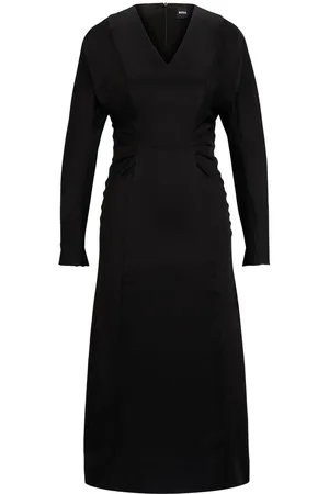 HUGO BOSS V-neck satin midi dress