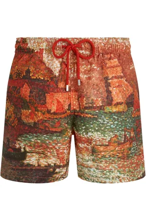 Vilebrequin Painterly-print drawstring swim shorts