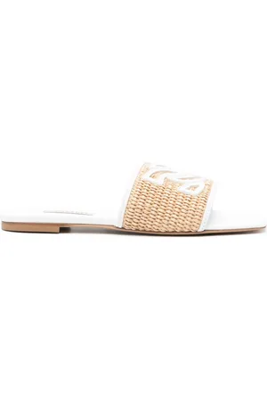 Casadei Portofino woven-raffia slides