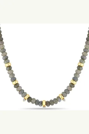 Zoe Chicco 14kt yellow gold Rondelle bead diamond necklace