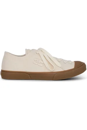 Ganni Logo-embroidered organic cotton sneakers
