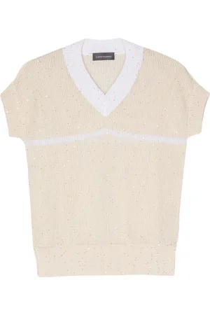 LORENA ANTONIAZZI Sequin-embellished knitted T-shirt
