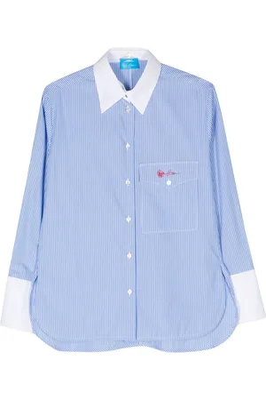 ..,MERCI Detachable-collar striped shirt