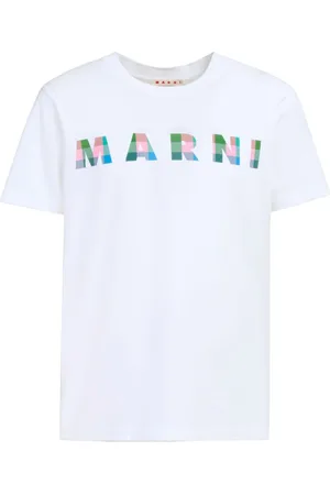 Marni Gingham logo-print cotton T-shirt