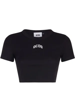 GCDS Logo-embroidered cropped T-shirt