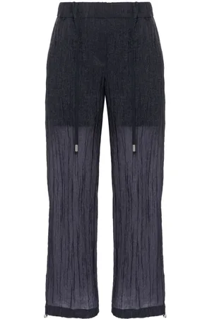 PESERICO SIGN Seersucker straight trousers