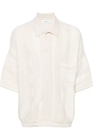 LANEUS Jacquard cotton polo cardigan