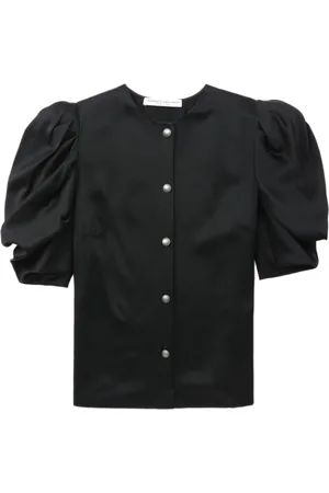 Alessandra Rich Puff-sleeve collarless shirt