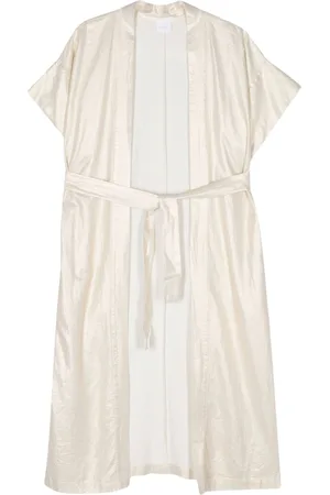 ..,MERCI Foiled-finish maxi kimono