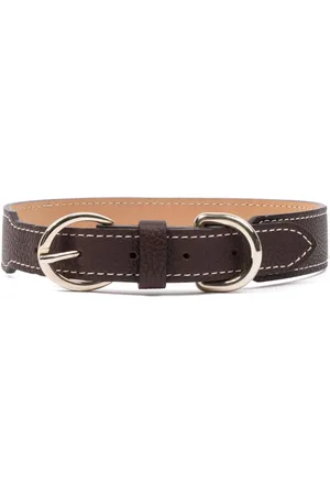 Sporty & Rich Double-buckled leather dog collar