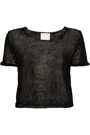 FORTE FORTE Open-knit crop T-shirt