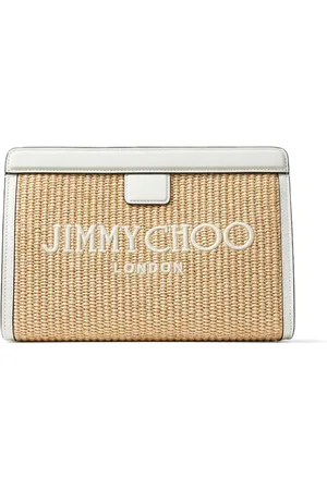 Jimmy Choo Avenue logo-embroidered woven clutch