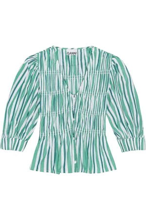 Ganni Striped organic cotton blouse