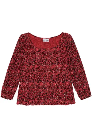 Ganni Pleated georgette blouse