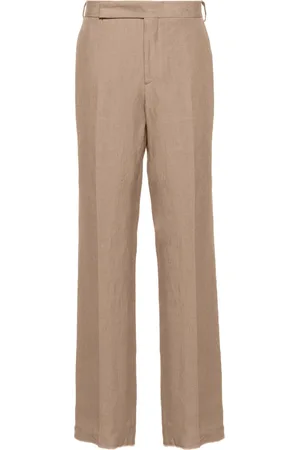 LARDINI Mid-rise tailored linen trousers