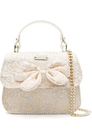 MONNALISA Bow-detail brocade shoulder bag