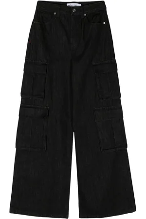 Self-Portrait Mid-rise wide-leg cargo jeans