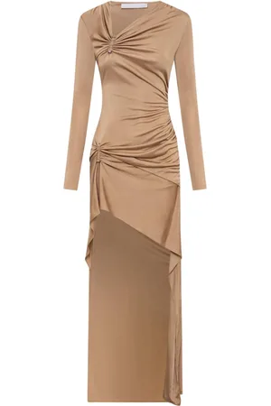 DION LEE Gathered-detail asymmetric maxi dress