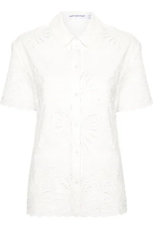 Self-Portrait Broderie-anglaise cotton shirt