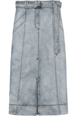 AJE Two-tone midi denim skirt