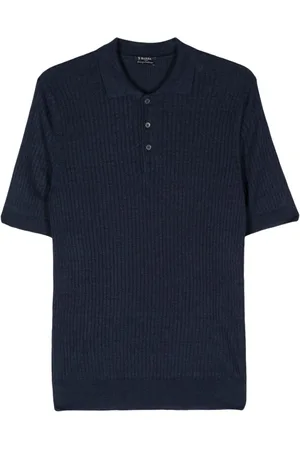 BARBA Ribbed-knit polo shirt