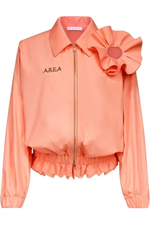 AREA Floral-appliqué ruffled jacket