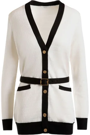 Bally Monogram-jacquard belted cardigan