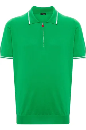 Kiton Striped-edge cotton polo shirt