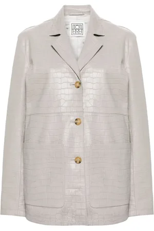 Totême Crocodile-embossed leather jacket