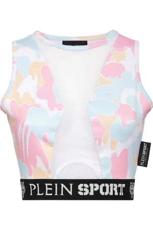 Philipp Plein Camouflage-print panelled cropped top