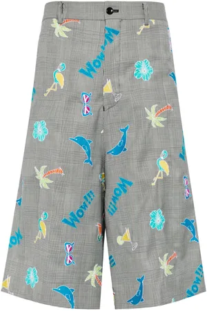 Comme des Garçons Mirrored-rear embroidered checkered shorts