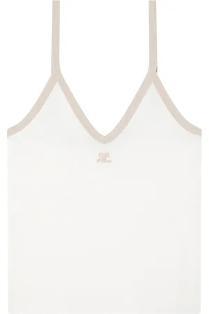 Courrèges Contrast-trim cotton tank top