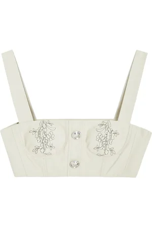 Giambattista Valli Floral-jacquard cropped top