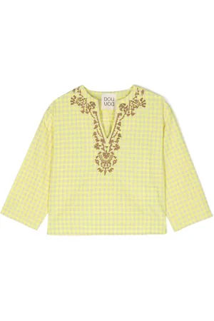 DOUUOD KIDS Checked embroidered blouse