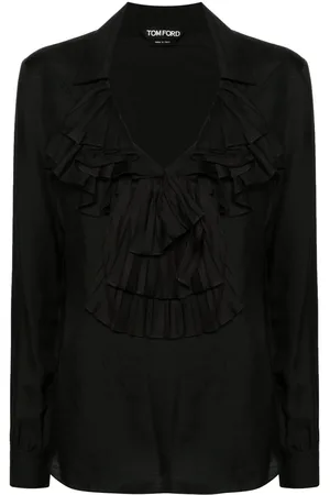 Tom Ford Plissé ruffle-collar blouse