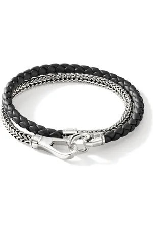 John Hardy Sterling and leather wrap bracelet