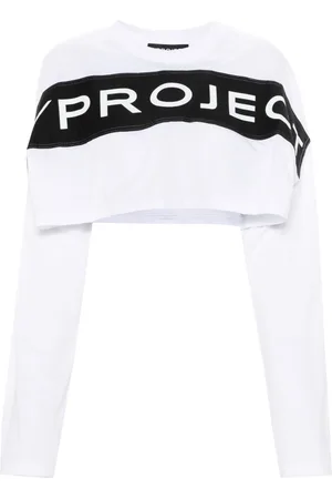 Y / PROJECT Logo-appliqué cropped T-shirt