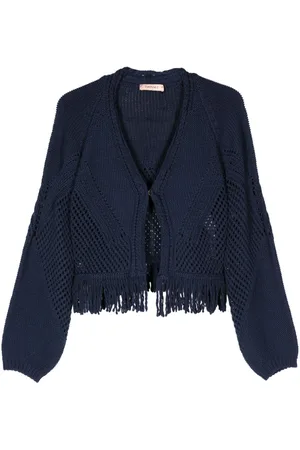 Twin-Set Fringed open-knit cardigan