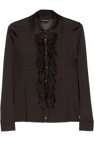 Tom Ford Ruffled-trim semi-sheer shirt