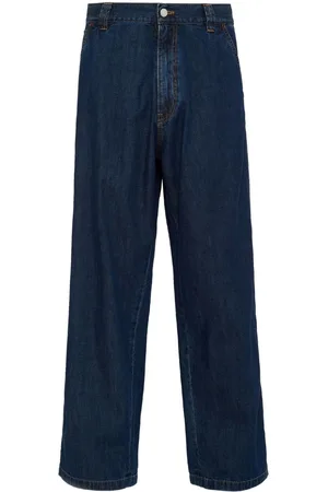 Prada High-rise enamel-logo wide-leg jeans