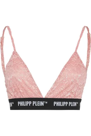Philipp Plein Logo-band lace triangle bra