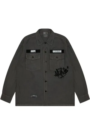 A Bathing Ape Logo-tape cotton-blend shirt