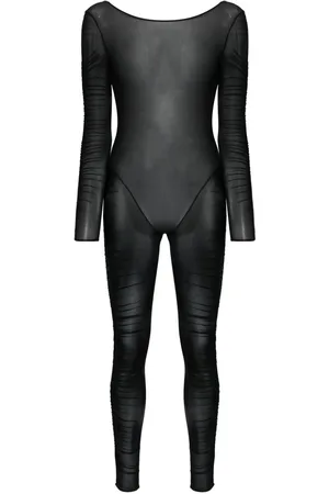 MAISON CLOSE Semi-sheer draped catsuit