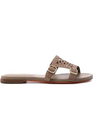 santoni Double-buckle leather slides