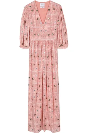 HAYLEY MENZIES Stud-embellished printed midi dress