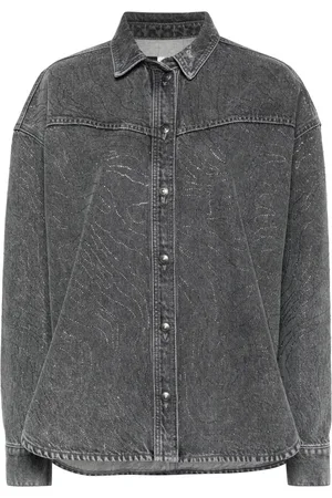 ROTATE Rhinestone-embellished denim shirt