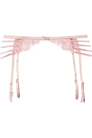 FLEUR DU MAL Rose-embroidered garter belt