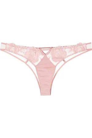 FLEUR DU MAL Rose-embroidered cheeky briefs