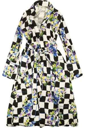 OFF-WHITE Floral-print satin pajama robe