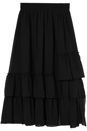 B+AB Polka-dot ruffled midi skirt